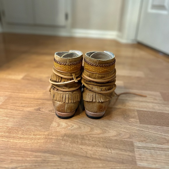 Tan Fringe Ankle Boots - Picture 6 of 7